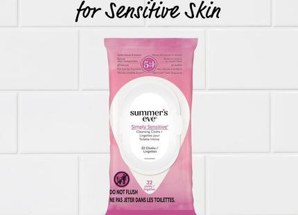 Summer's Eve - Lingettes nettoyantes Simply Sensitive | 32 lingettes