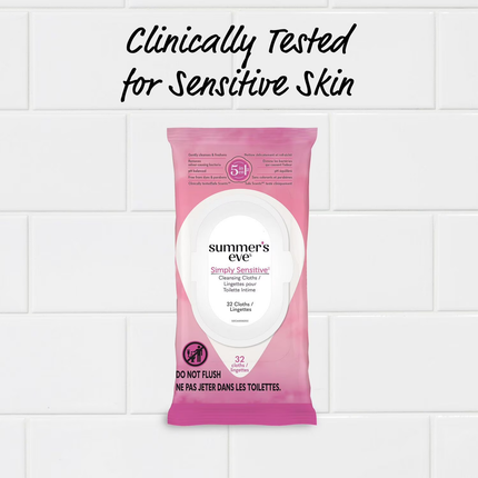 Summer's Eve - Lingettes nettoyantes Simply Sensitive | 32 lingettes