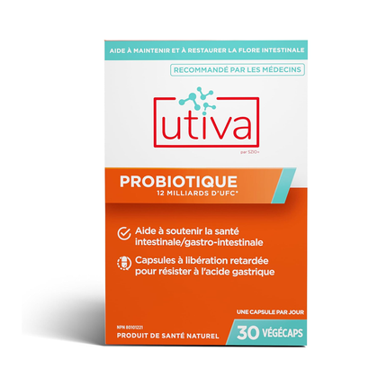 Utiva - Probiotique de santé naturelle 12B CFU 30 capsules végétales