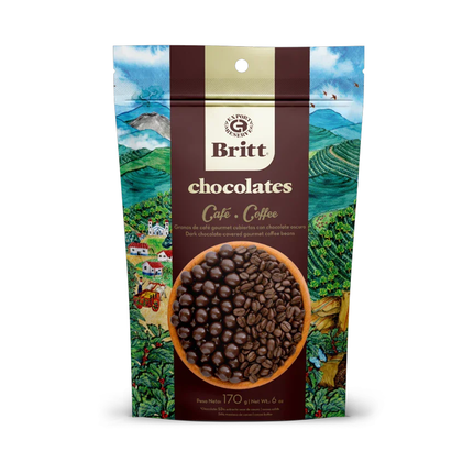 Café Britt - Grains de café enrobés de chocolat noir | 170 g