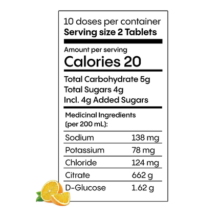 Hydralyte - Comprimés d'électrolytes effervescents 10 doses - Saveur orange | 20 comprimés