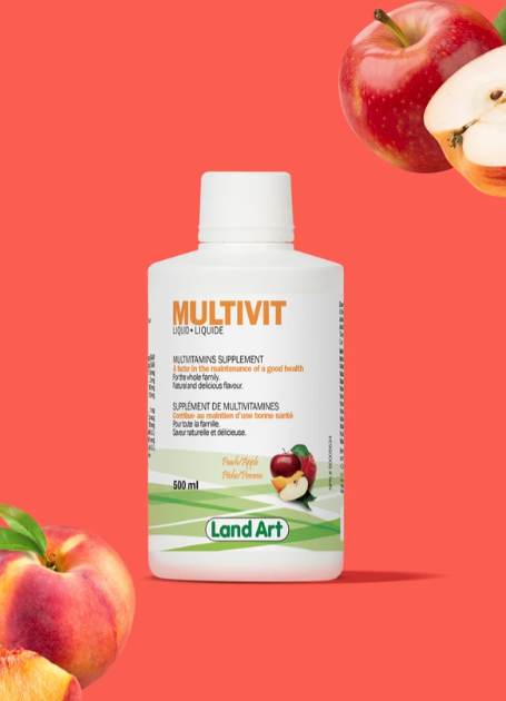 Land Art Multivit Liquid Supplement - Peach & Apple | 500 mL