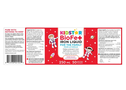 KidStar Nutrients - BioFe+ Iron Liquid for the Family | 250 mL