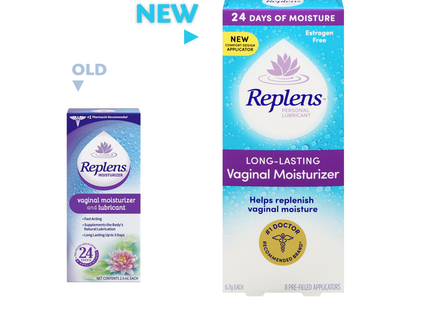Replens - Vaginal Moisturizer and Personal Lubricant - 24 Days | 8 Applicators x 6.7g