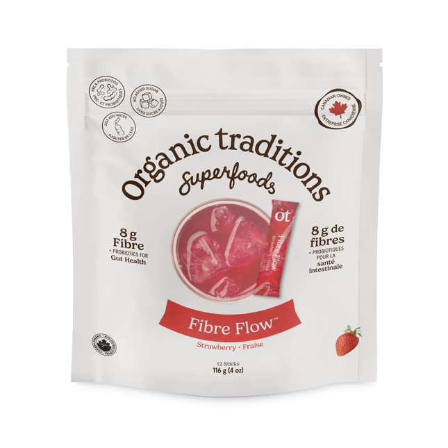 Organic Traditions - Fibre Flow Strawberry Flavour | 12-Pack