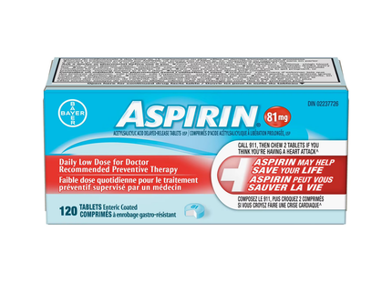 Aspirin -  Daily Low Dose - 81 mg | 120 Tablets Enteric Coated Tablets