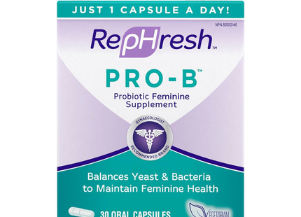 Supplément féminin probiotique RepHresh Pro-B | 30 gélules orales 