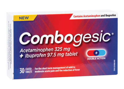 Combogesic - Acetaminophen 325 mg + Ibuprofen 97.5 mg Tablets | 30 coated Tablets
