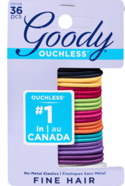 Goody Ouchless No-Metal Elastics for Fine Hair - Assorted Colours | 36 pcs