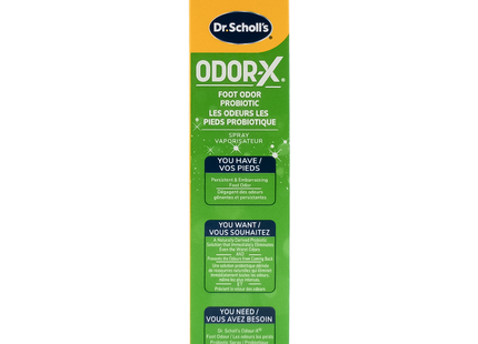 Dr Scholl's - Spray probiotique pour les pieds Odour-X | 118 ml