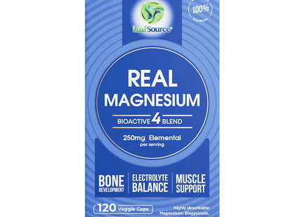 Leaf Source - Real Magnesium 250 mg BioActive 4 Blend | 120 Veggie Capsules