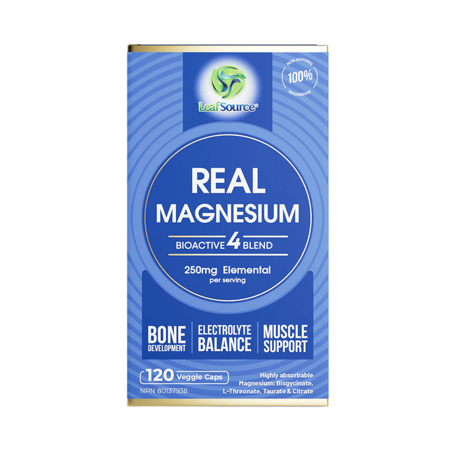 Leaf Source - Real Magnesium 250 mg BioActive 4 Blend | 120 Veggie Capsules