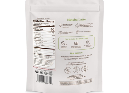 Organic Traditions - Latte Matcha aux probiotiques | 150 g