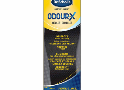 Dr. Scholl's - Odor X - Semelles intérieures de chaussures - Convient aux tailles femmes 5-10 et hommes taille 7-13 | 1 paire