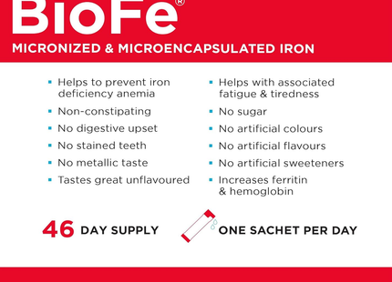 KidStar Nutrients - BioFe Liquid Iron 30mg Carton | 5 mL x 46 Sachets