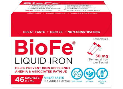 KidStar Nutrients - BioFe Liquid Iron 30mg Carton | 5 mL x 46 Sachets
