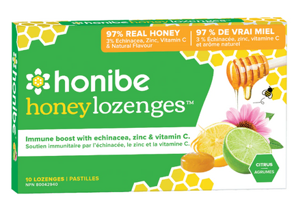 Honibe - Honey Lozenges with Echinacea, Zinc & Vitamin C - Citrus Flavour | 10 Lozenges