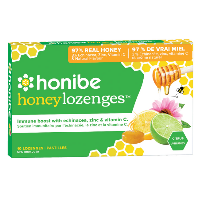 Honibe - Honey Lozenges with Echinacea, Zinc & Vitamin C - Citrus Flavour | 10 Lozenges