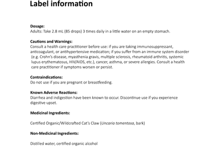 St. Francis - Cat's Claw Tincture | 50 mL