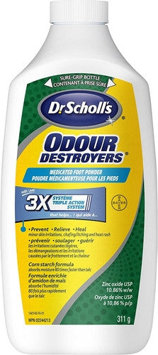 Dr. Scholl's - Odour X - Medicated Foot Powder - Triple Action System - Corn Starch Formula | 311 g