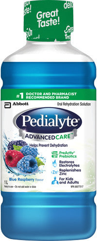 Pedialyte - Advance Care - Solution de réhydratation orale - Saveur framboise bleue | 1 litre