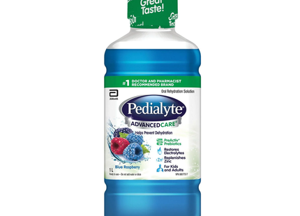 Pedialyte - Advance Care - Solution de réhydratation orale - Saveur framboise bleue | 1 litre