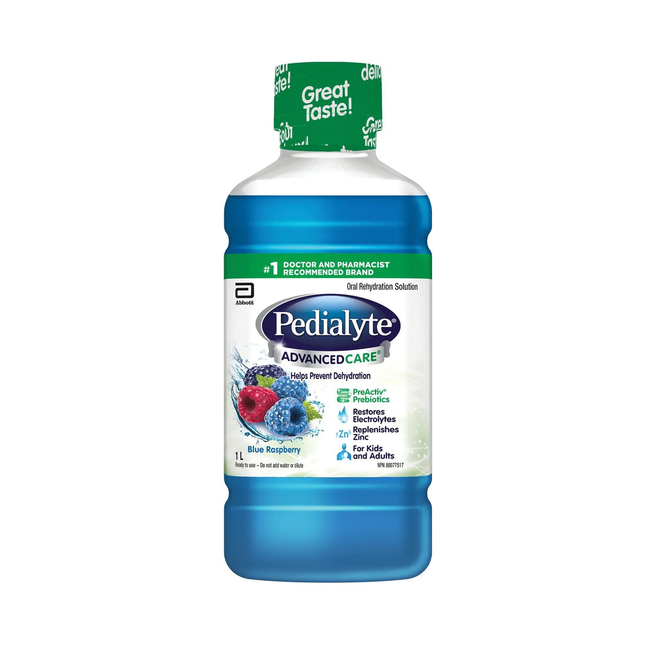 Pedialyte - Advance Care - Solution de réhydratation orale - Saveur framboise bleue | 1 litre