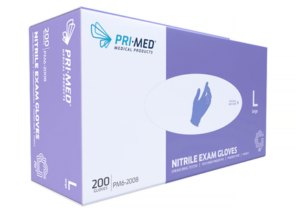 PRI-MED - Nitrile Exam Gloves - Large | 200 Gloves x 1 Box