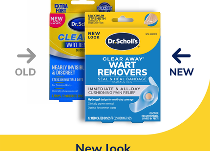 Dr. Scholl's - Clear Away Wart Remover Salicylic Acid Treatment for Common Warts |  9 Strips 12 Medicated Discs