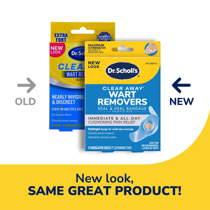 Dr. Scholl's - Clear Away Wart Remover Salicylic Acid Treatment for Common Warts |  9 Strips 12 Medicated Discs
