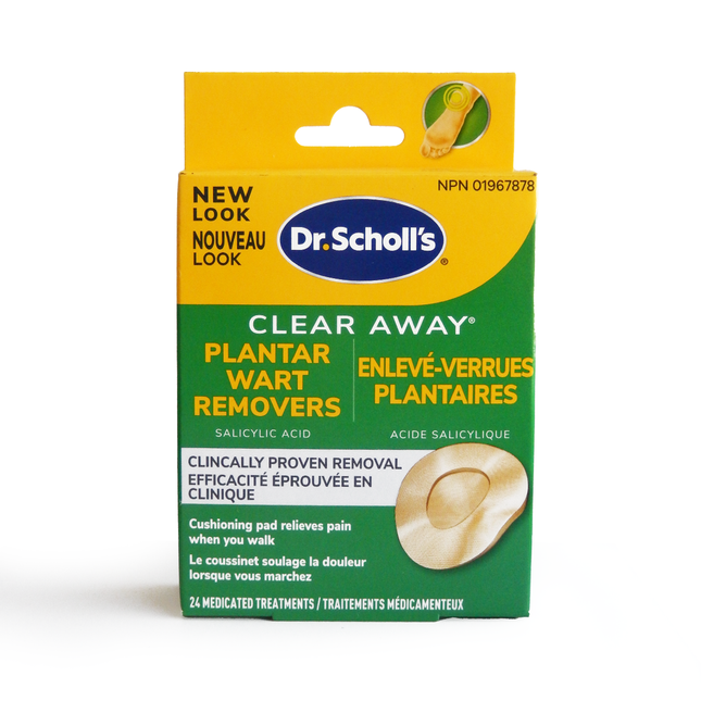 Dr. Scholl's - Clear Away Wart Remover - Traitement des verrues plantaires à l'acide salicylique | 24 traitements médicamenteux