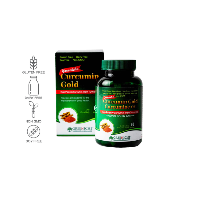Greeniche - Curcumin Gold - High Potency Turmeric Supplement | 90 Vegetarian Capsules