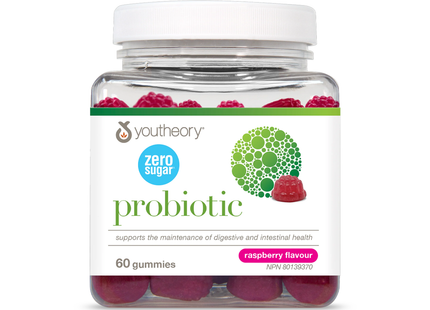Youtheory - Zero Sugar Probiotic Gummies, Raspberry | 60 Gummies