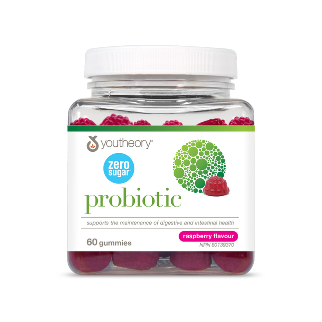 Youtheory - Zero Sugar Probiotic Gummies, Raspberry | 60 Gummies