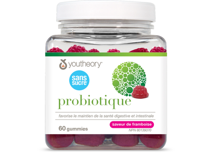 Youtheory - Zero Sugar Probiotic Gummies, Raspberry | 60 Gummies