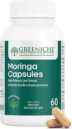 Greeniche - Moringa Capsules - High Potency Leaf Extract | 60 Vegetarian Capsules
