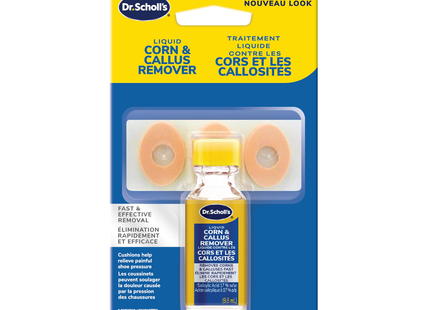 Dr. Scholl's - Dissolvant liquide de maïs et de callosités avec acide salicylique | 3 Coussins + 9,8 ml