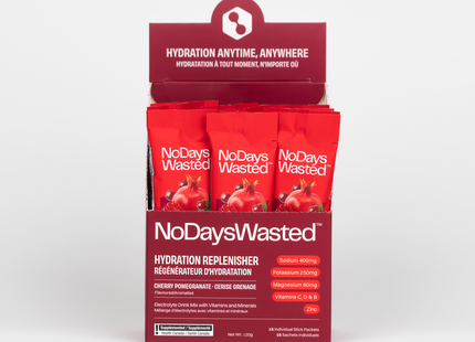 NoDaysWasted - Hydratant régénérant, cerise et grenade | 15 sachets