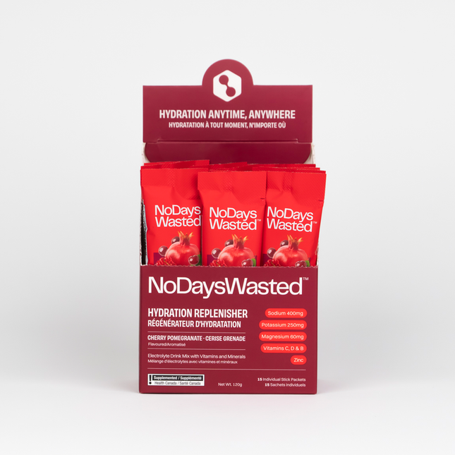 NoDaysWasted - Hydratant régénérant, cerise et grenade | 15 sachets