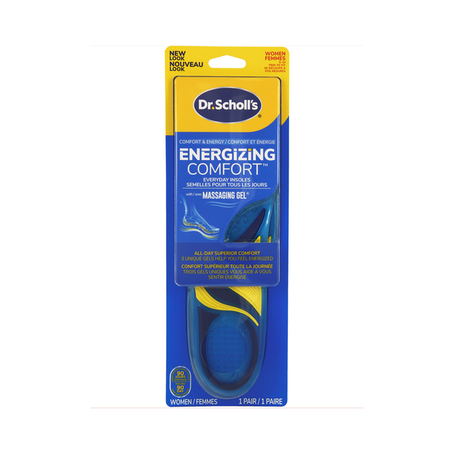 Dr. Scholl's - Semelles intérieures massantes en gel énergisantes et confortables pour femmes, pointures 6 à 10 | 1 paire