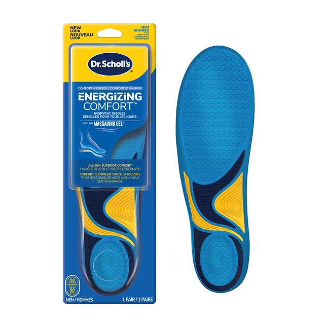 Dr. Scholl's - Semelles intérieures énergisantes Comfort Every avec gel massant pour hommes 8-14 | 1 paire