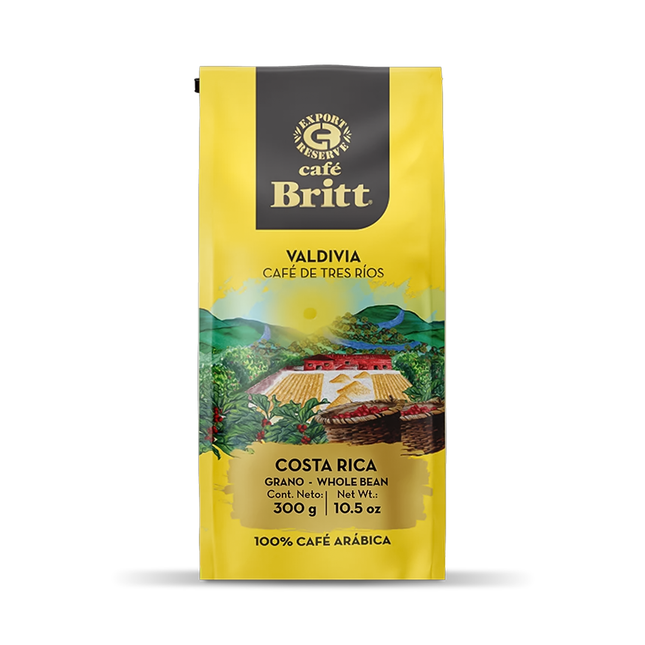 Cafe Britt - Valdivia Medium Roast Costa Rican 100% Arabica Whole Bean Coffee | 300 g