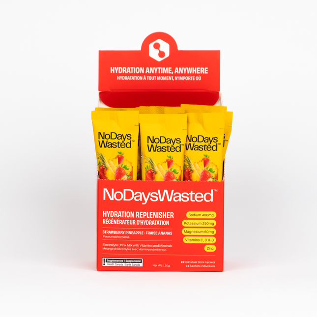 NoDaysWasted - Hydratant régénérant, fraise et ananas | 15 sachets