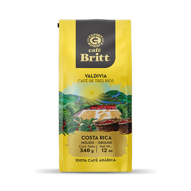 Café Britt - Café moulu 100 % Arabica du Costa Rica, torréfaction moyenne Valdivia | 340 g