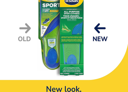 Dr. Scholl's - Semelles intérieures avancées en gel de massage sportif - Tailles pour hommes 8 à 14 | 1 paire