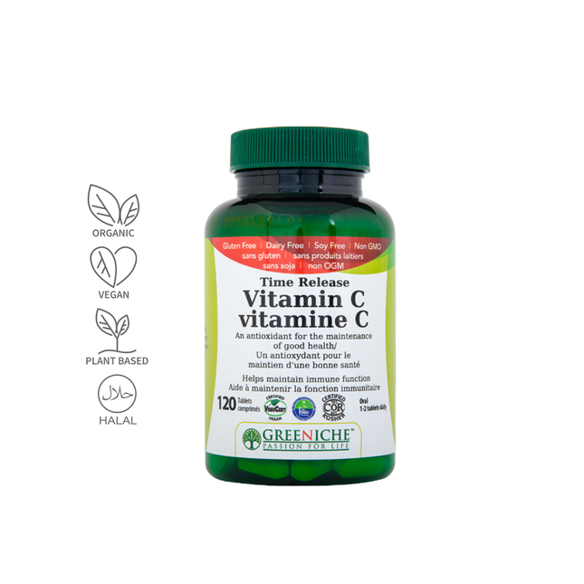 Greeniche - Time Release Vitamin C - for Adults & Children | 120 Tablets