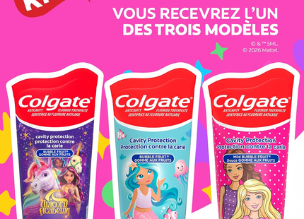 Colgate - Kids Fluoride Toothpaste with Assorted Characters - Bubble Fruit | 75 mL