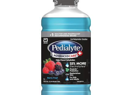 Pedialyte - Advance Care Plus - Solution de réhydratation orale - 33 % d'électrolytes en plus - Saveur Berry Frost | 1 litre