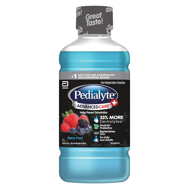 Pedialyte - Advanced Care Plus - Oral Rehydration Solution - 33% More Electrolytes - Berry Frost Flavour | 1 Litre