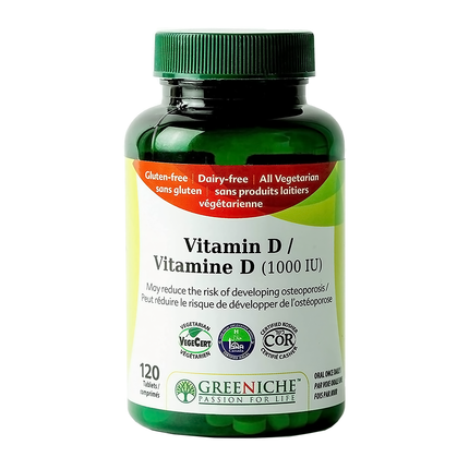 Greeniche - Vitamine D 1000 UI par jour | 120 comprimés